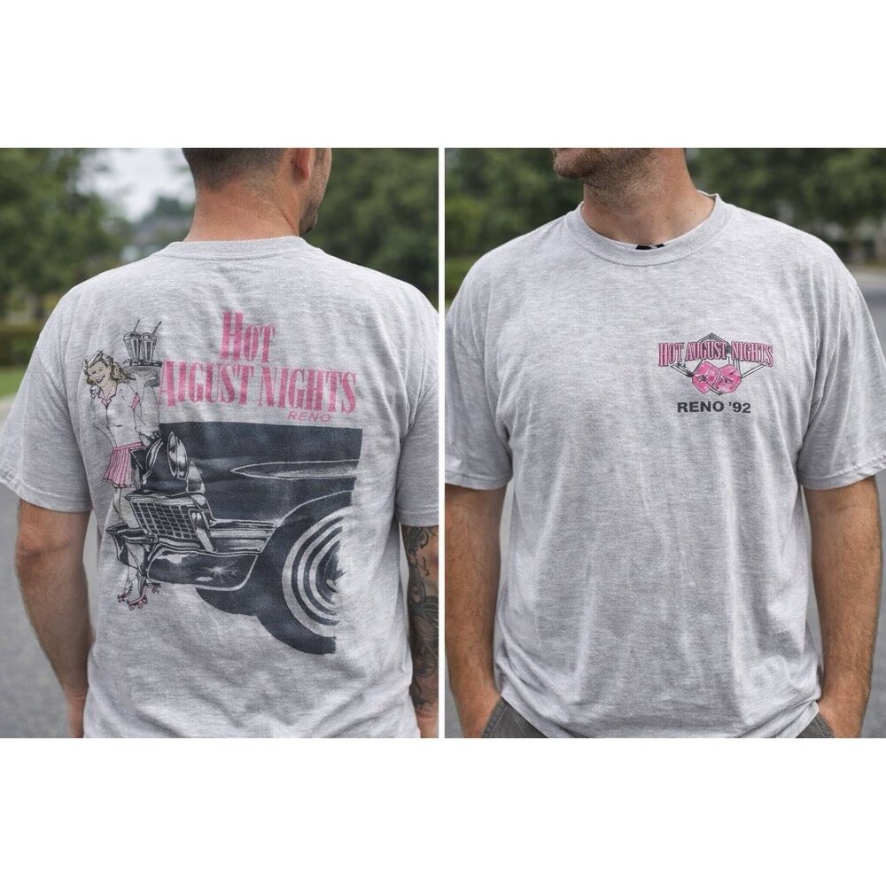 Vintage 1992 Hot August Nights Reno T Shirt XXL Gray Freeze The Unit